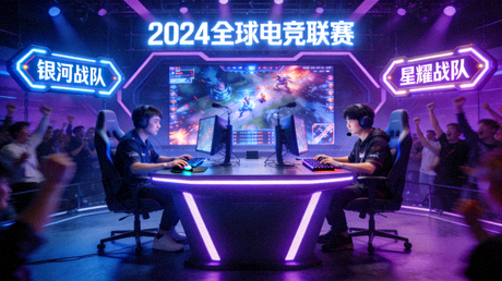 电竞赛事舞台上选手进行比赛的对战画面