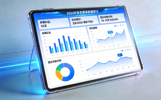 体育赛事数据统计屏幕与图表展示场景